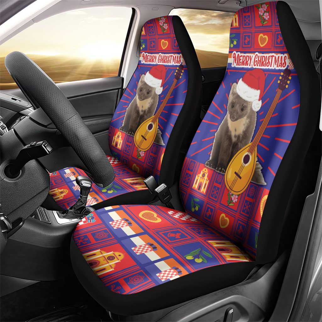 Croatia Christmas Car Seat Cover Kuna Zlatica Merry Xmas - Wonder Print Shop