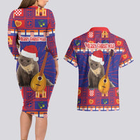Croatia Christmas Couples Matching Long Sleeve Bodycon Dress and Hawaiian Shirt Kuna Zlatica Merry Xmas - Wonder Print Shop