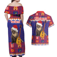 Croatia Christmas Couples Matching Off Shoulder Maxi Dress and Hawaiian Shirt Kuna Zlatica Merry Xmas - Wonder Print Shop