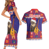 Croatia Christmas Couples Matching Short Sleeve Bodycon Dress and Hawaiian Shirt Kuna Zlatica Merry Xmas - Wonder Print Shop