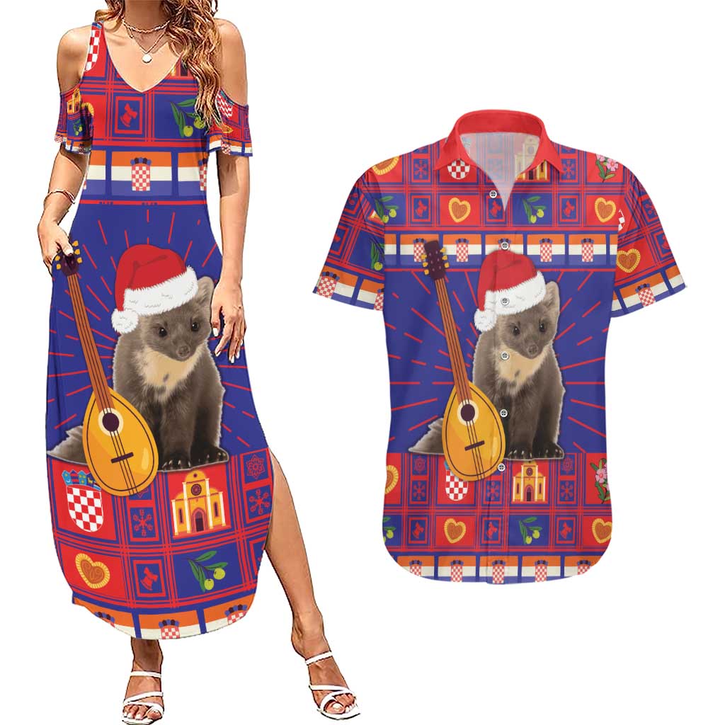 Croatia Christmas Couples Matching Summer Maxi Dress and Hawaiian Shirt Kuna Zlatica Merry Xmas - Wonder Print Shop