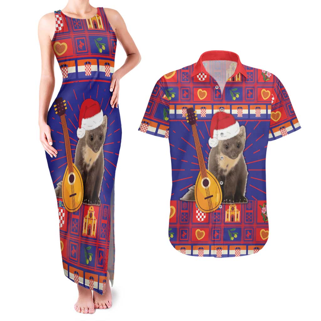 Croatia Christmas Couples Matching Tank Maxi Dress and Hawaiian Shirt Kuna Zlatica Merry Xmas - Wonder Print Shop