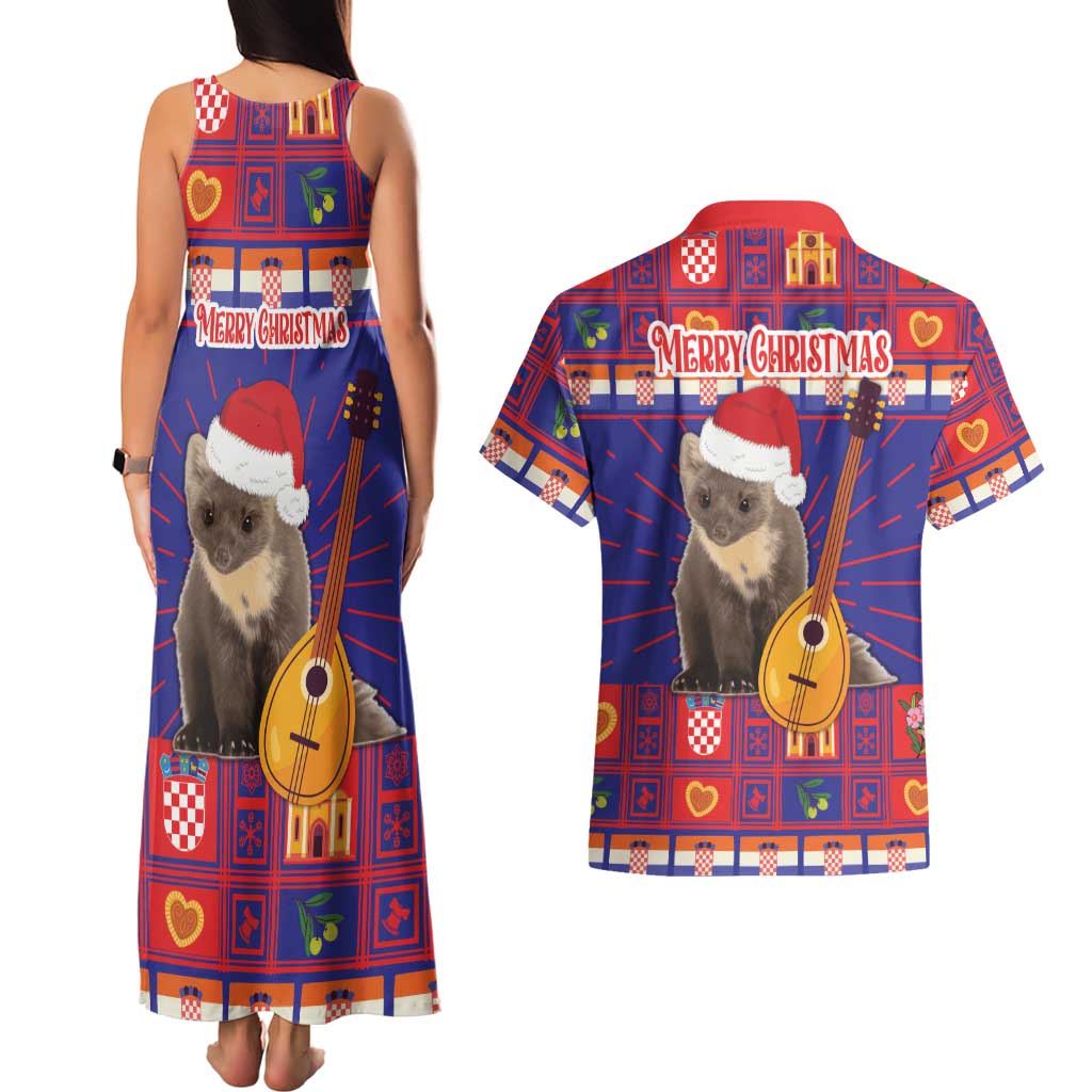 Croatia Christmas Couples Matching Tank Maxi Dress and Hawaiian Shirt Kuna Zlatica Merry Xmas - Wonder Print Shop