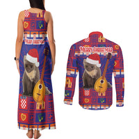 Croatia Christmas Couples Matching Tank Maxi Dress and Long Sleeve Button Shirt Kuna Zlatica Merry Xmas - Wonder Print Shop