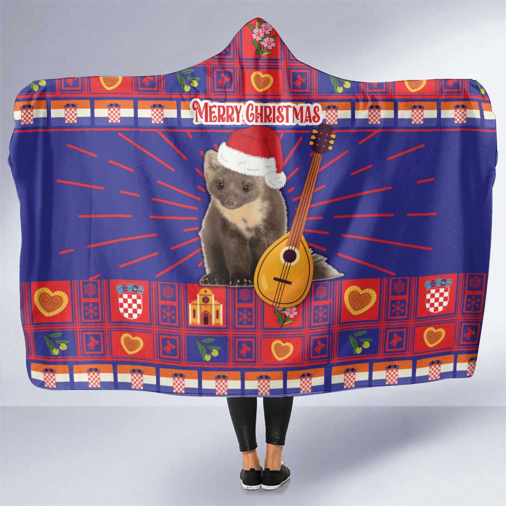Croatia Christmas Hooded Blanket Kuna Zlatica Merry Xmas