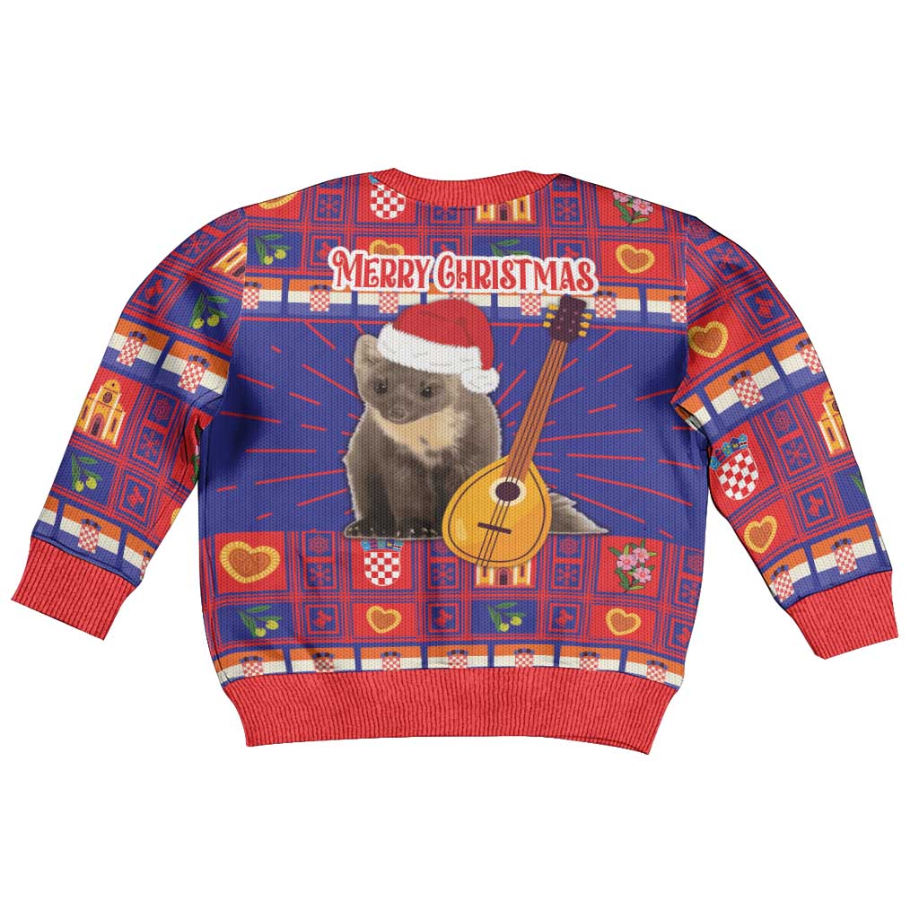 Croatia Christmas Kid Ugly Christmas Sweater Kuna Zlatica Merry Xmas - Wonder Print Shop