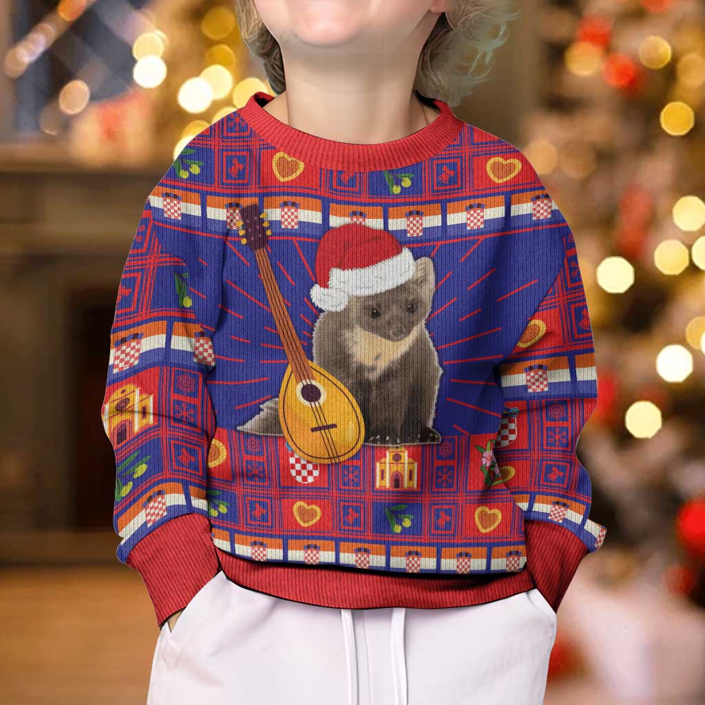 Croatia Christmas Kid Ugly Christmas Sweater Kuna Zlatica Merry Xmas - Wonder Print Shop