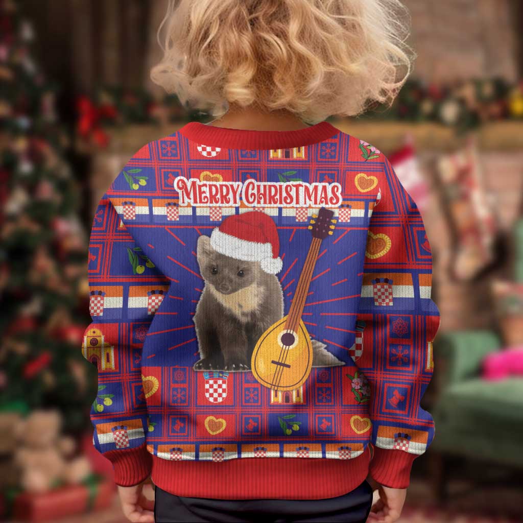 Croatia Christmas Kid Ugly Christmas Sweater Kuna Zlatica Merry Xmas - Wonder Print Shop