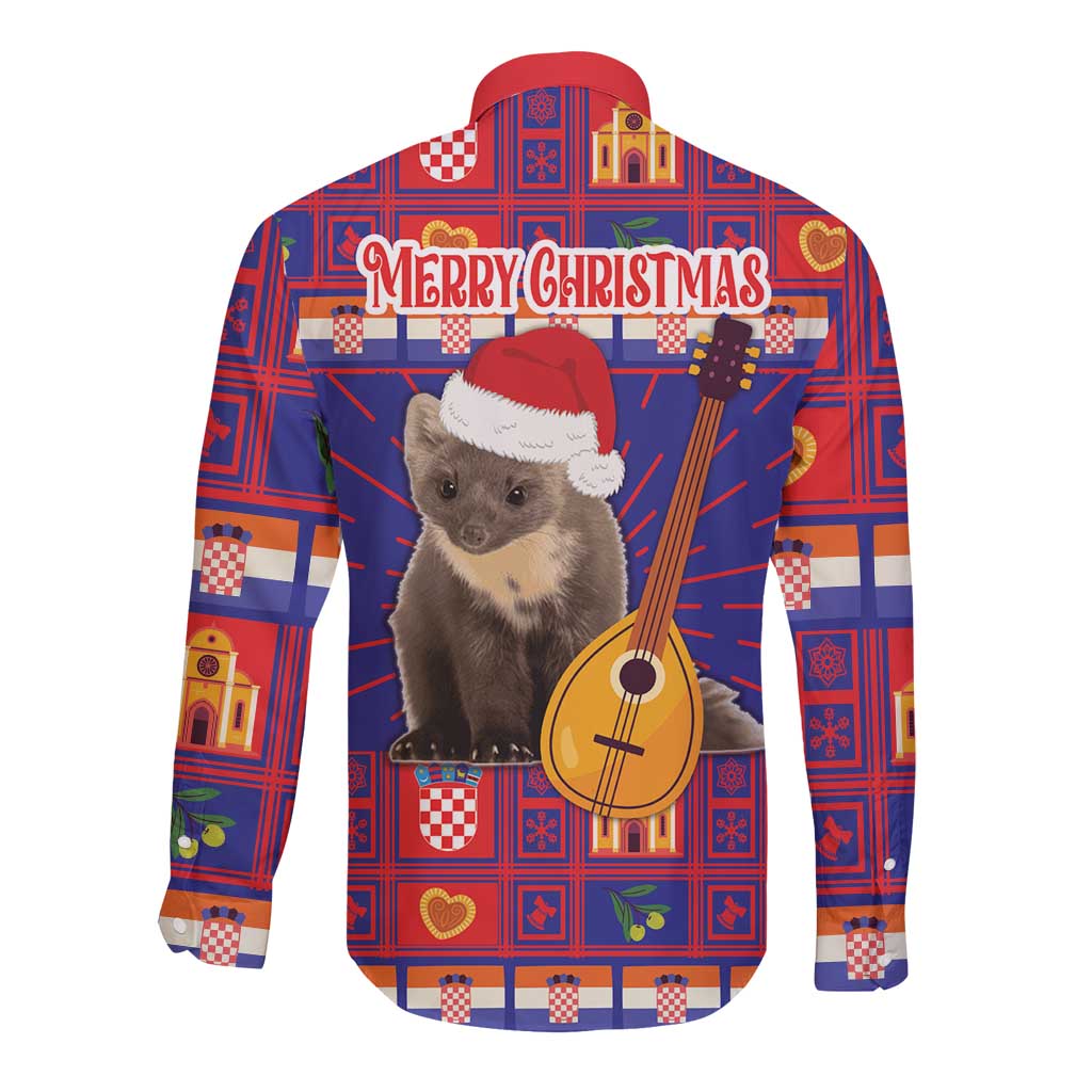 Croatia Christmas Long Sleeve Button Shirt Kuna Zlatica Merry Xmas - Wonder Print Shop