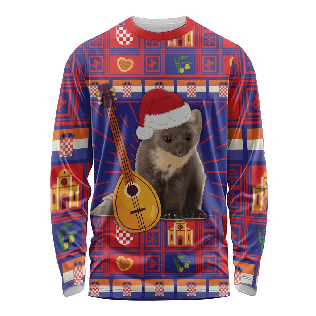 Croatia Christmas Long Sleeve Shirt Kuna Zlatica Merry Xmas - Wonder Print Shop
