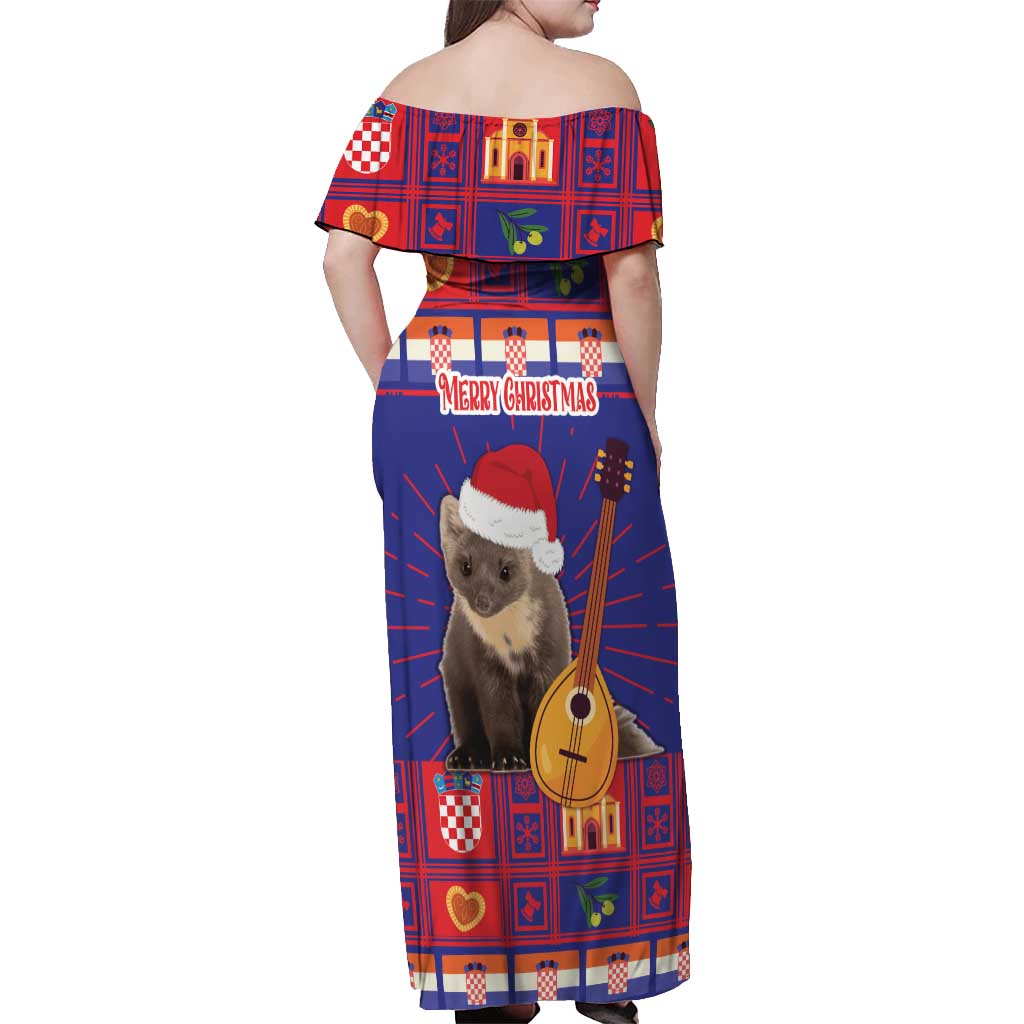 Croatia Christmas Off Shoulder Maxi Dress Kuna Zlatica Merry Xmas - Wonder Print Shop