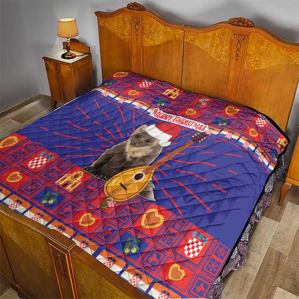 Croatia Christmas Quilt Kuna Zlatica Merry Xmas - Wonder Print Shop