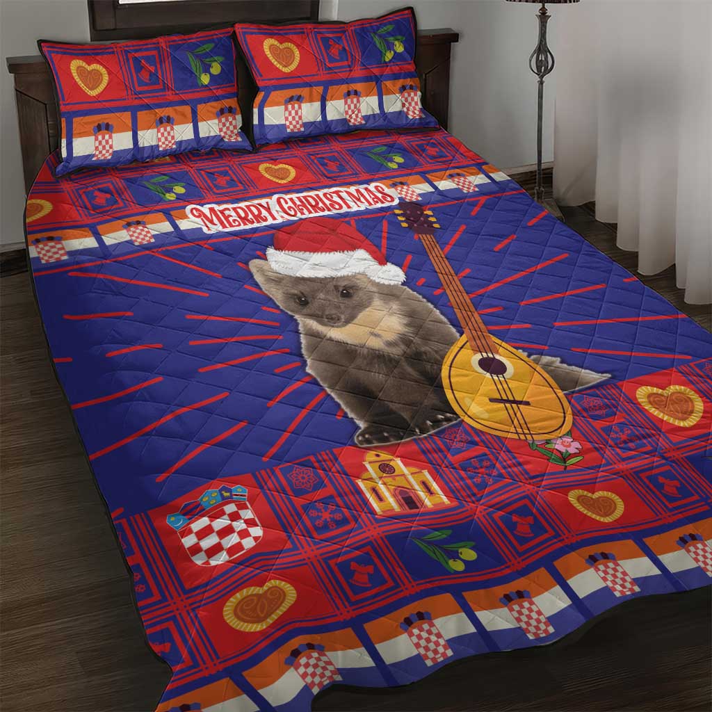 Croatia Christmas Quilt Bed Set Kuna Zlatica Merry Xmas - Wonder Print Shop