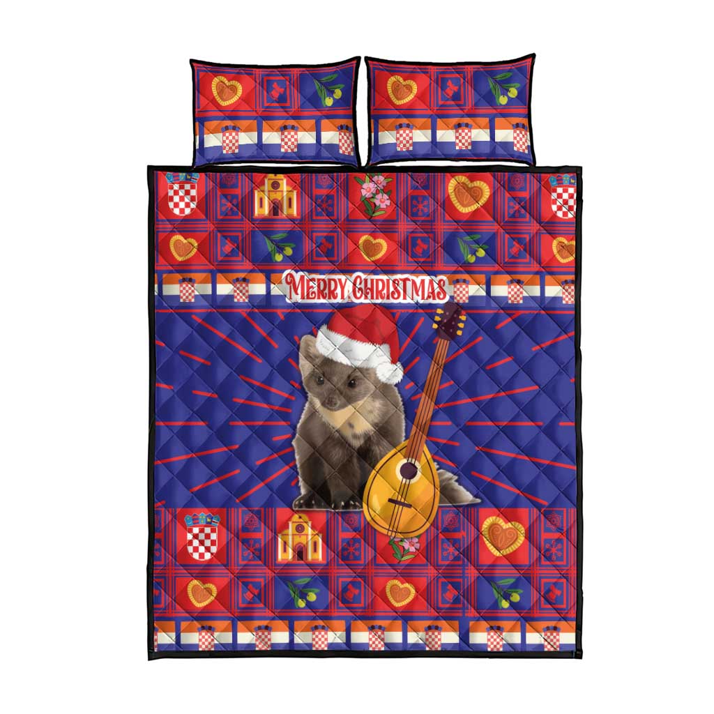 Croatia Christmas Quilt Bed Set Kuna Zlatica Merry Xmas - Wonder Print Shop