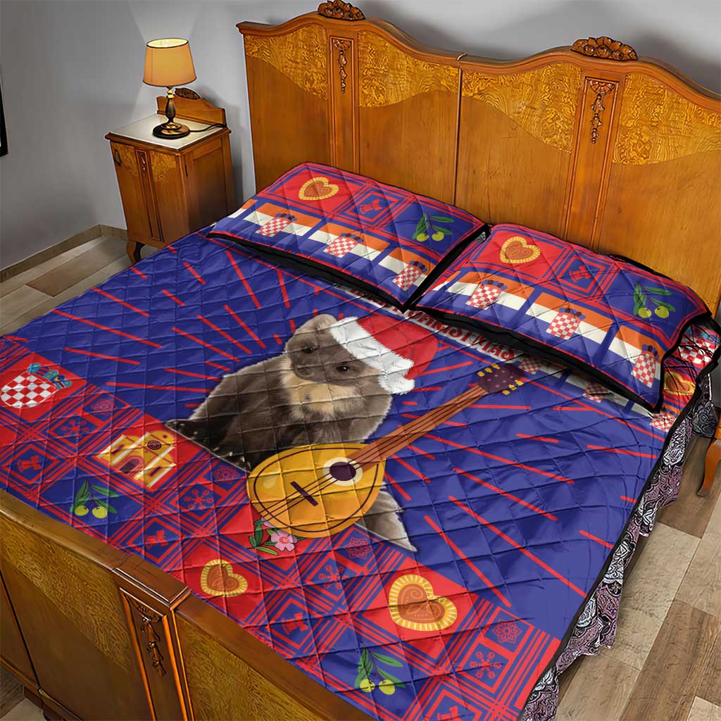 Croatia Christmas Quilt Bed Set Kuna Zlatica Merry Xmas - Wonder Print Shop