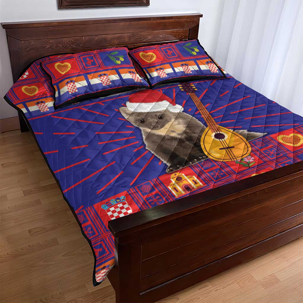 Croatia Christmas Quilt Bed Set Kuna Zlatica Merry Xmas - Wonder Print Shop