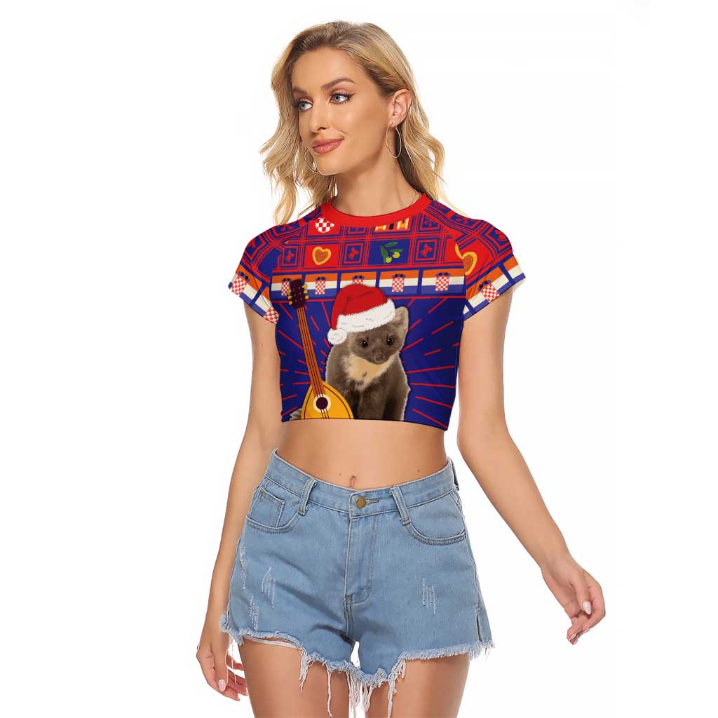 Croatia Christmas Raglan Cropped T Shirt Kuna Zlatica Merry Xmas - Wonder Print Shop