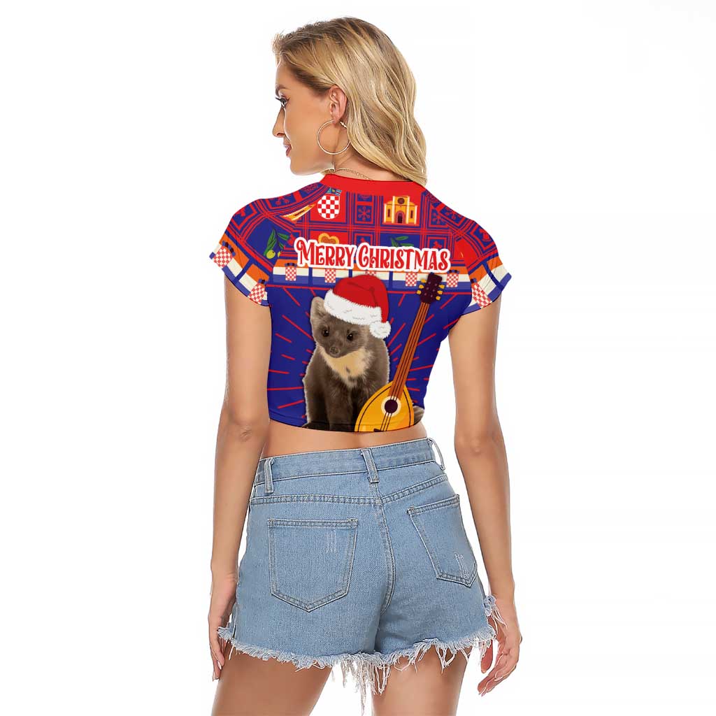 Croatia Christmas Raglan Cropped T Shirt Kuna Zlatica Merry Xmas - Wonder Print Shop