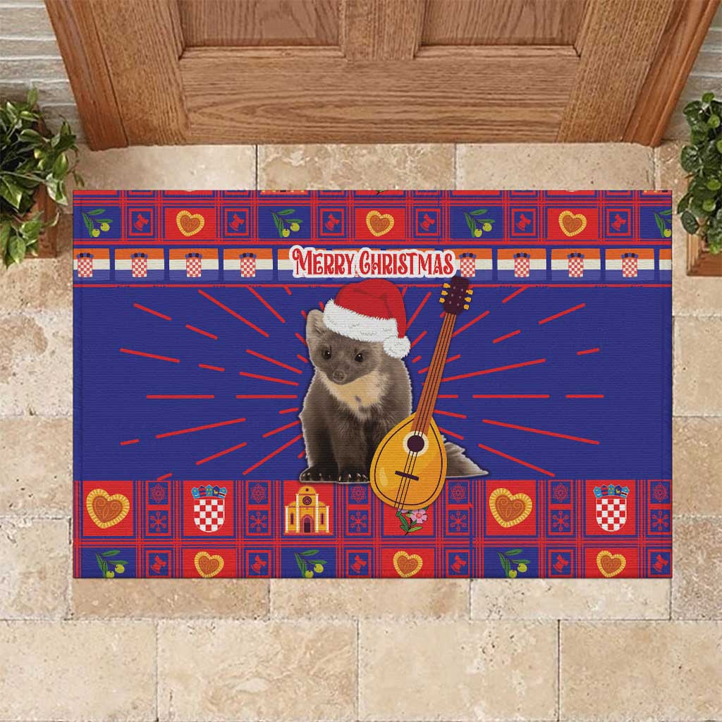 Croatia Christmas Rubber Doormat Kuna Zlatica Merry Xmas - Wonder Print Shop