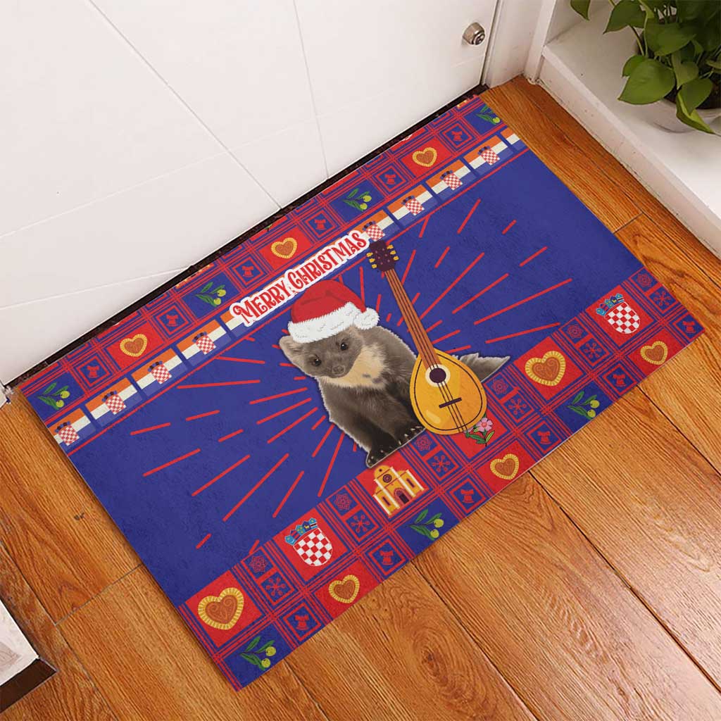 Croatia Christmas Rubber Doormat Kuna Zlatica Merry Xmas - Wonder Print Shop