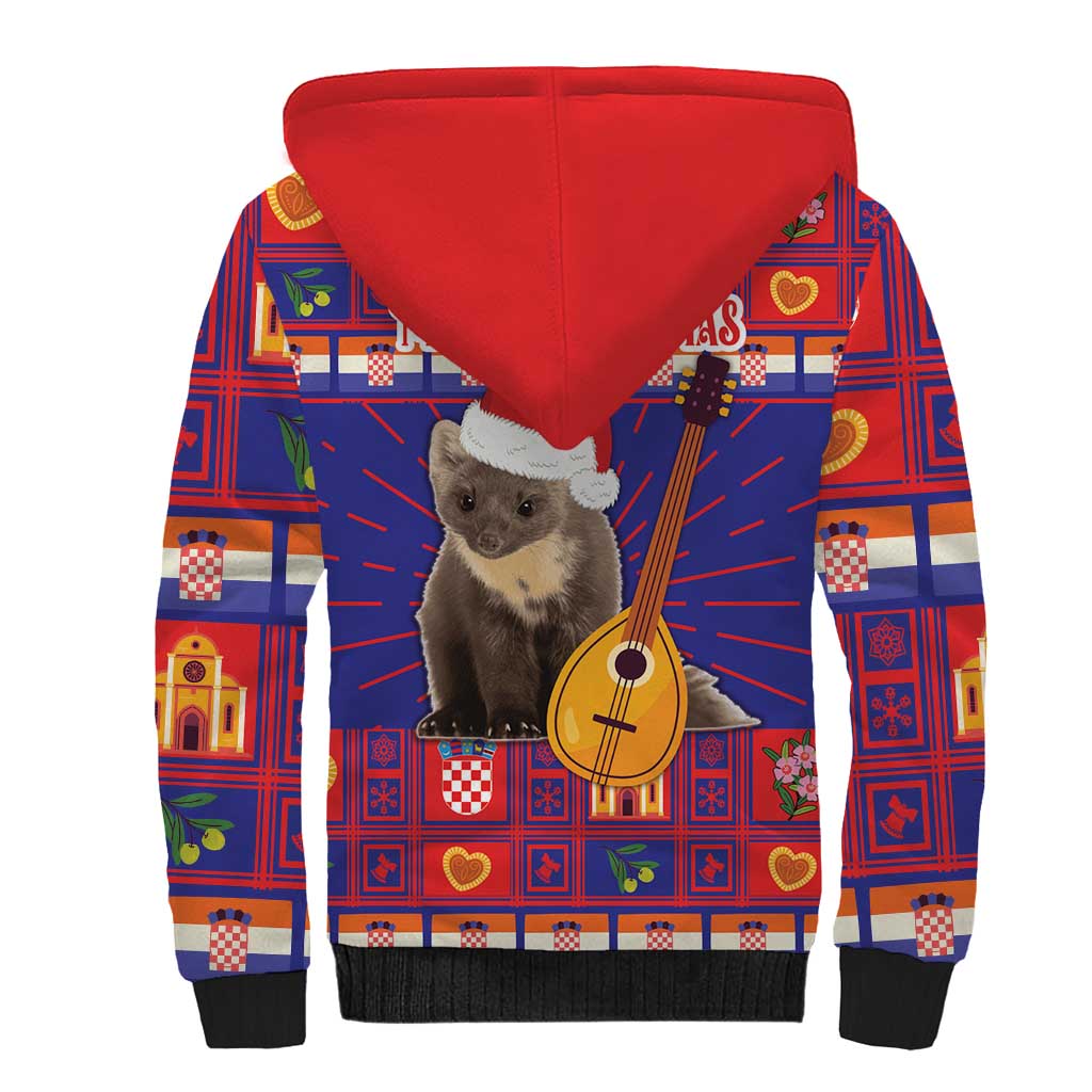 Croatia Christmas Sherpa Hoodie Kuna Zlatica Merry Xmas - Wonder Print Shop