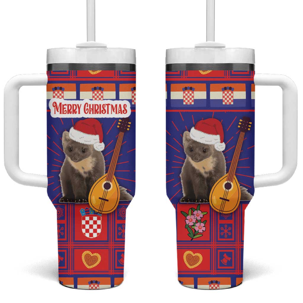 Croatia Christmas Tumbler With Handle Kuna Zlatica Merry Xmas - Wonder Print Shop