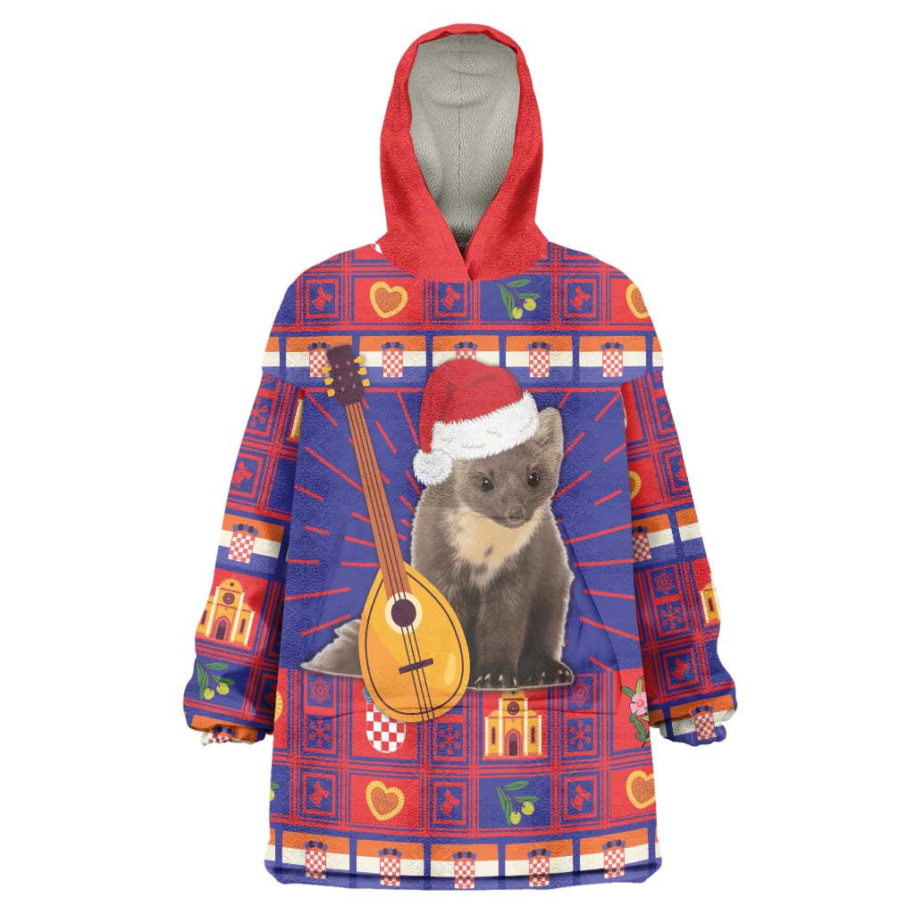 Croatia Christmas Wearable Blanket Hoodie Kuna Zlatica Merry Xmas - Wonder Print Shop