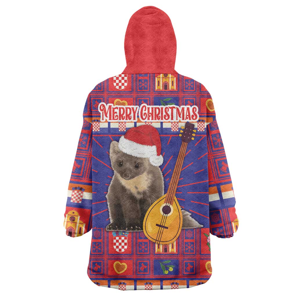 Croatia Christmas Wearable Blanket Hoodie Kuna Zlatica Merry Xmas - Wonder Print Shop
