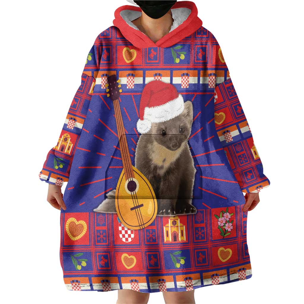 Croatia Christmas Wearable Blanket Hoodie Kuna Zlatica Merry Xmas - Wonder Print Shop