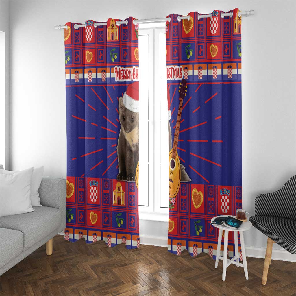 Croatia Christmas Window Curtain Kuna Zlatica Merry Xmas - Wonder Print Shop