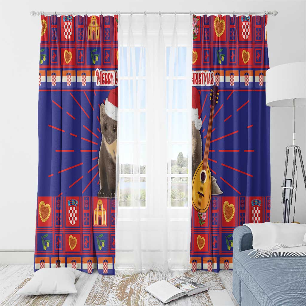 Croatia Christmas Window Curtain Kuna Zlatica Merry Xmas - Wonder Print Shop