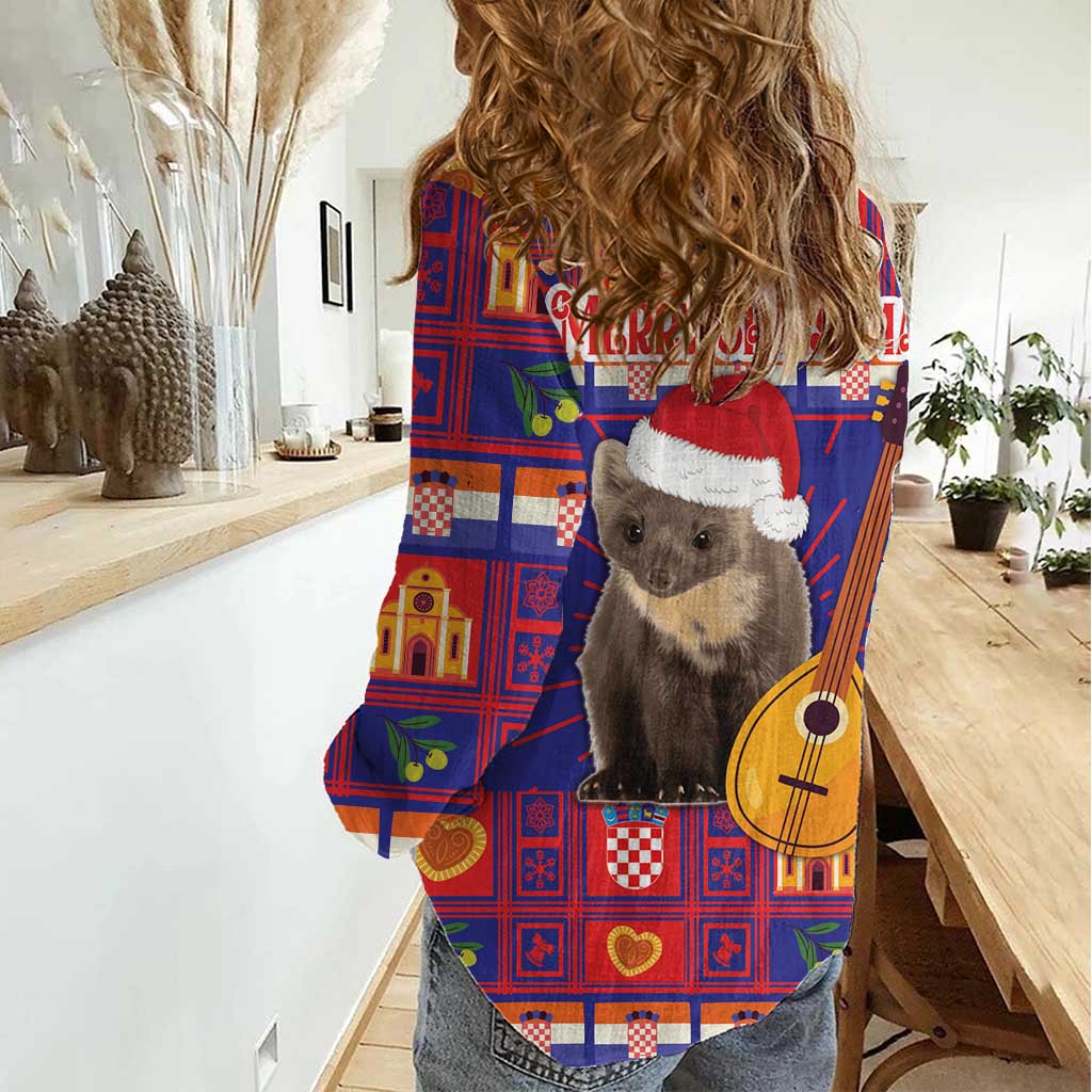Croatia Christmas Women Casual Shirt Kuna Zlatica Merry Xmas - Wonder Print Shop