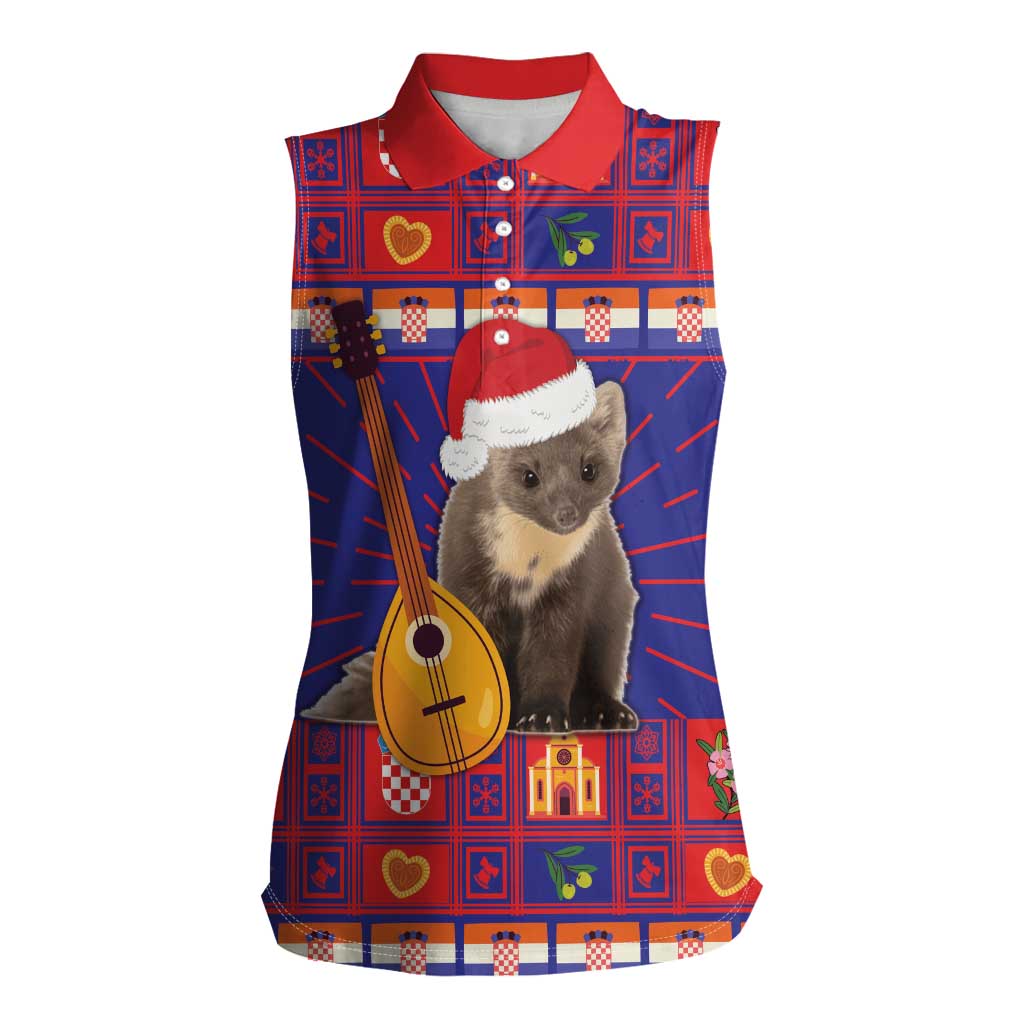 Croatia Christmas Women Sleeveless Polo Shirt Kuna Zlatica Merry Xmas - Wonder Print Shop