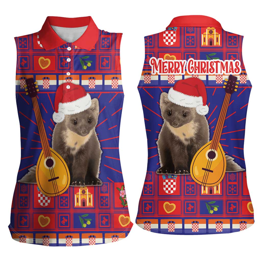 Croatia Christmas Women Sleeveless Polo Shirt Kuna Zlatica Merry Xmas - Wonder Print Shop