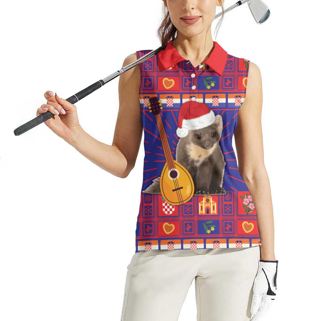 Croatia Christmas Women Sleeveless Polo Shirt Kuna Zlatica Merry Xmas - Wonder Print Shop