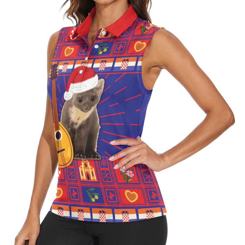 Croatia Christmas Women Sleeveless Polo Shirt Kuna Zlatica Merry Xmas - Wonder Print Shop