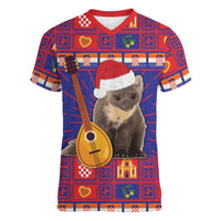 Croatia Christmas Women V-Neck T-Shirt Kuna Zlatica Merry Xmas - Wonder Print Shop