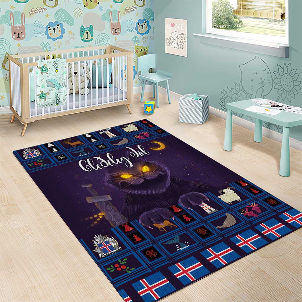 Iceland Christmas Area Rug Yule Cat Christmas Lightning Art - Wonder Print Shop