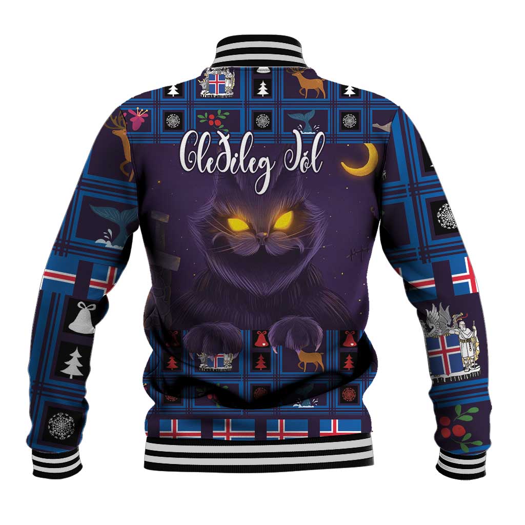 Iceland Christmas Baseball Jacket Yule Cat Christmas Lightning Art - Wonder Print Shop