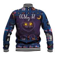 Iceland Christmas Baseball Jacket Yule Cat Christmas Lightning Art - Wonder Print Shop