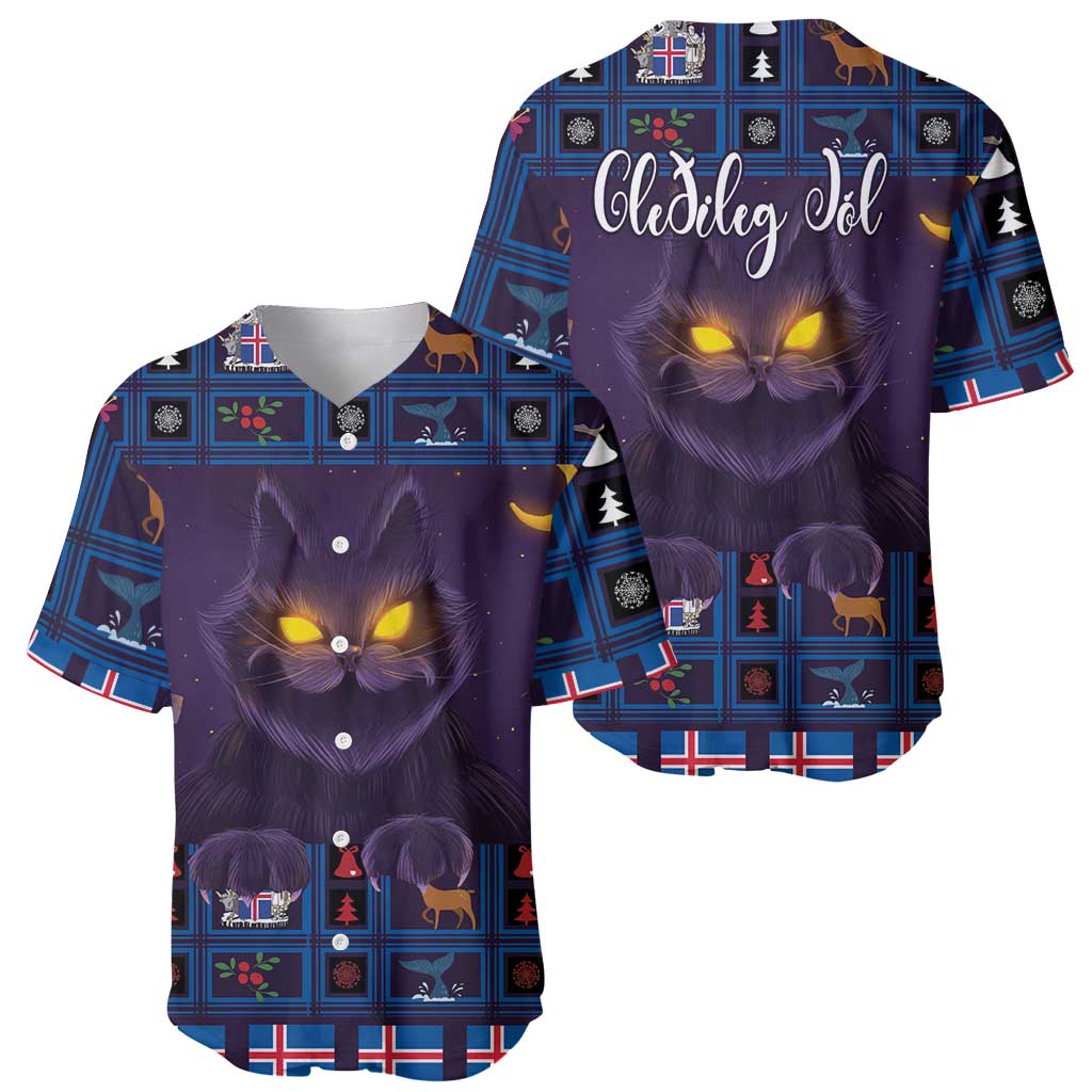 Iceland Christmas Baseball Jersey Yule Cat Christmas Lightning Art - Wonder Print Shop