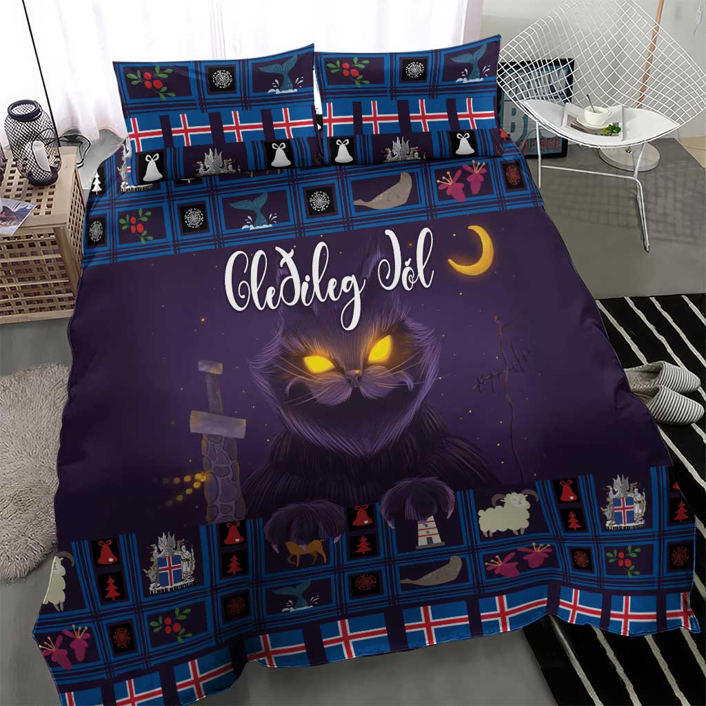Iceland Christmas Bedding Set Yule Cat Christmas Lightning Art - Wonder Print Shop