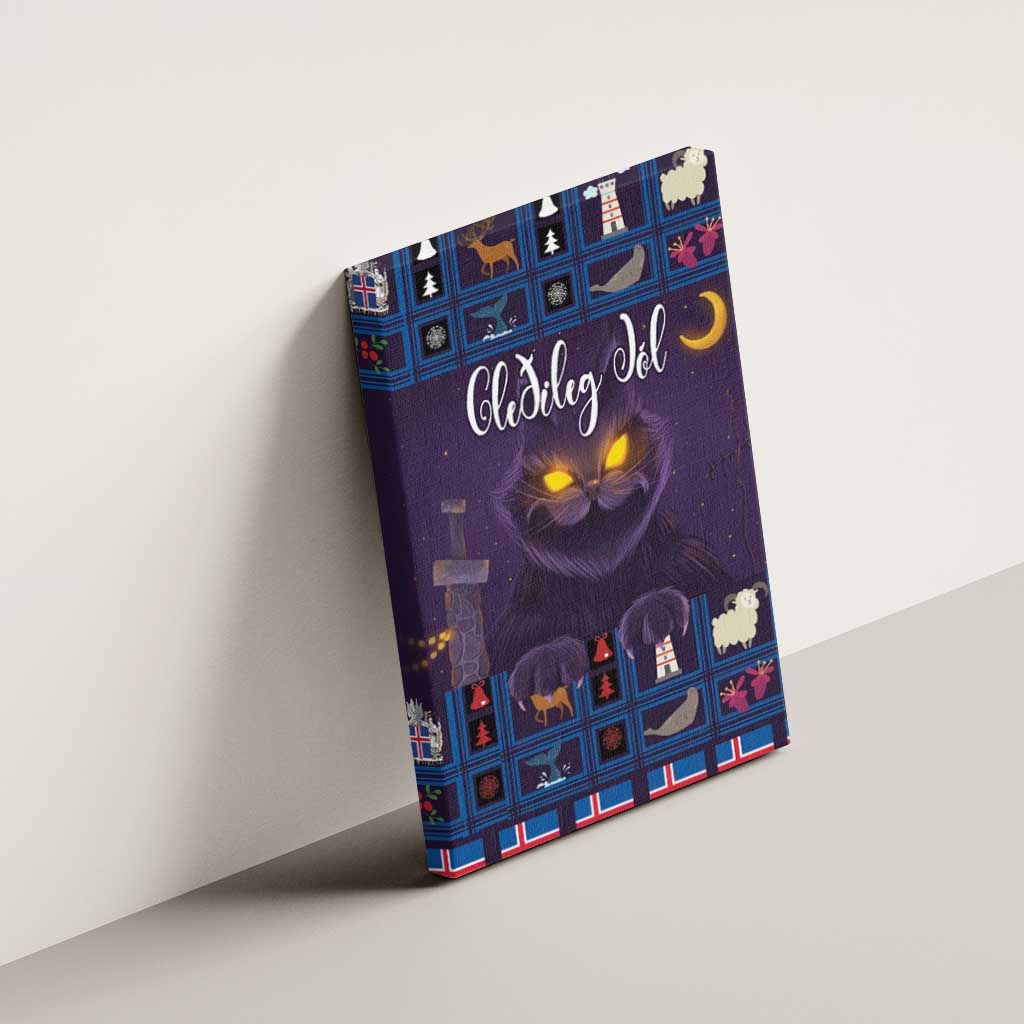 Iceland Christmas Canvas Wall Art Yule Cat Christmas Lightning Art - Wonder Print Shop