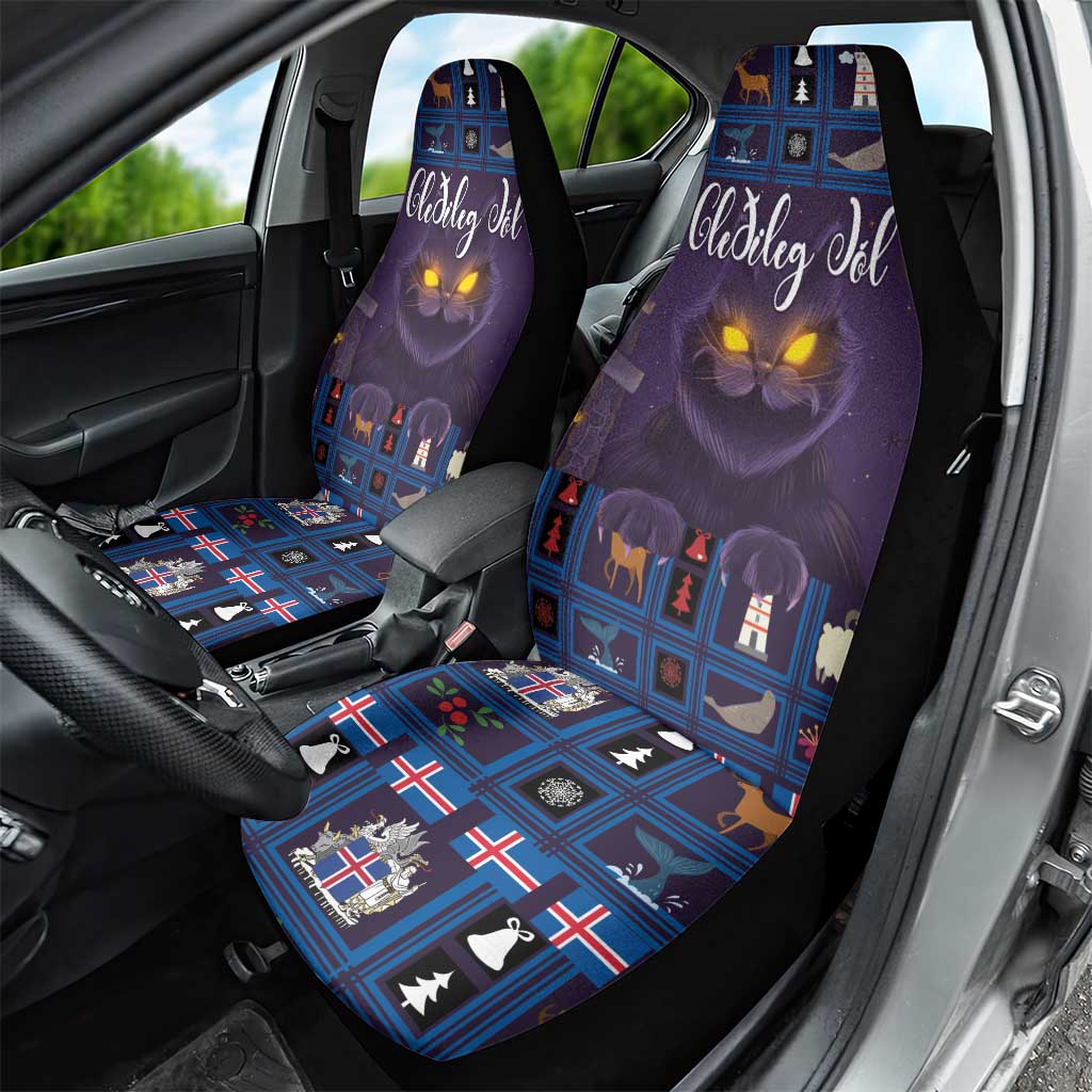 Iceland Christmas Car Seat Cover Yule Cat Christmas Lightning Art - Wonder Print Shop
