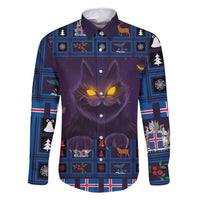 Iceland Christmas Family Matching Long Sleeve Bodycon Dress and Hawaiian Shirt Yule Cat Christmas Lightning Art - Wonder Print Shop