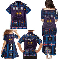 Iceland Christmas Family Matching Puletasi and Hawaiian Shirt Yule Cat Christmas Lightning Art - Wonder Print Shop
