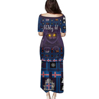 Iceland Christmas Family Matching Puletasi and Hawaiian Shirt Yule Cat Christmas Lightning Art - Wonder Print Shop