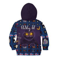 Iceland Christmas Kid Hoodie Yule Cat Christmas Lightning Art - Wonder Print Shop