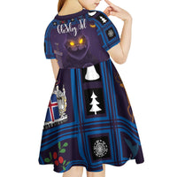 Iceland Christmas Kid Short Sleeve Dress Yule Cat Christmas Lightning Art - Wonder Print Shop