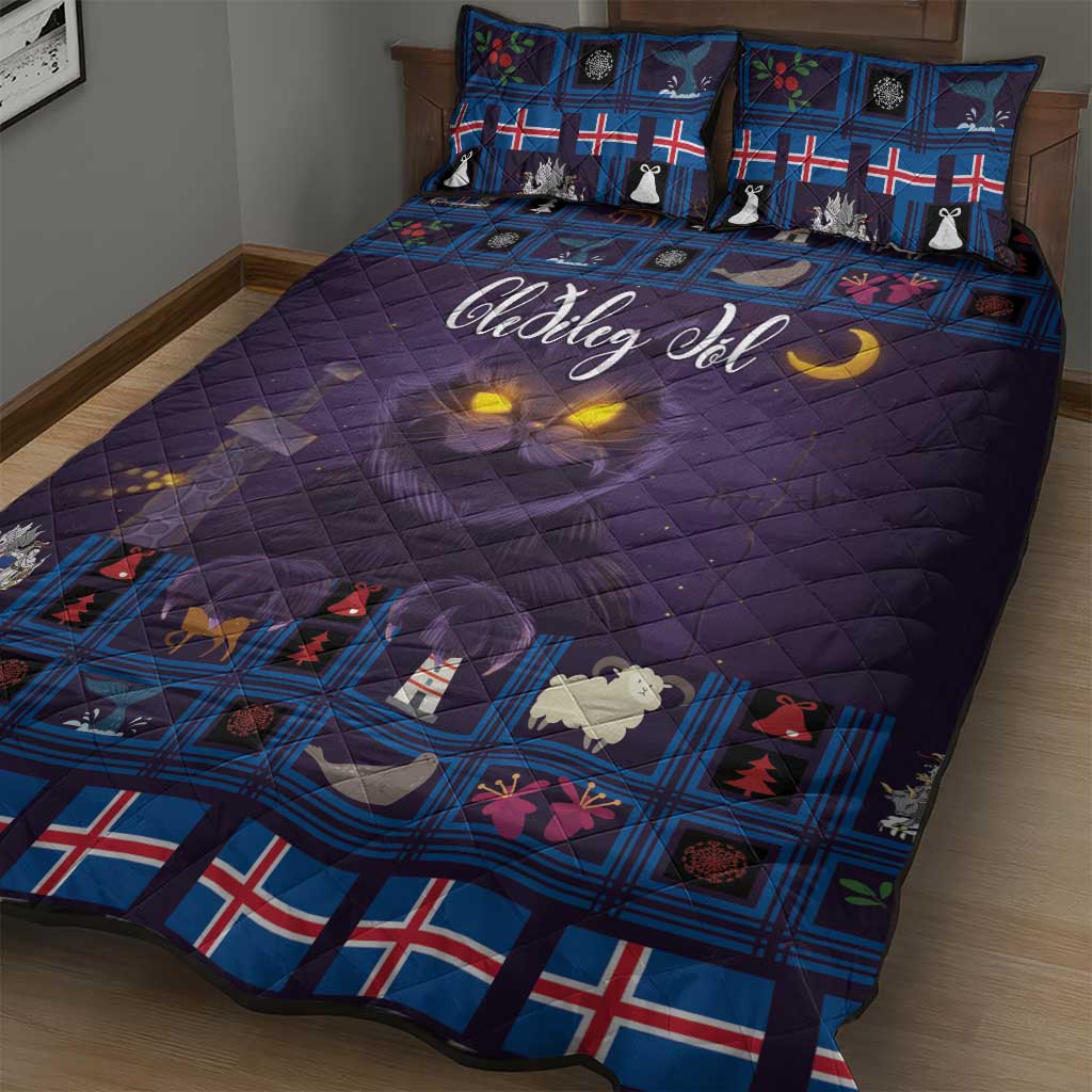 Iceland Christmas Quilt Bed Set Yule Cat Christmas Lightning Art - Wonder Print Shop